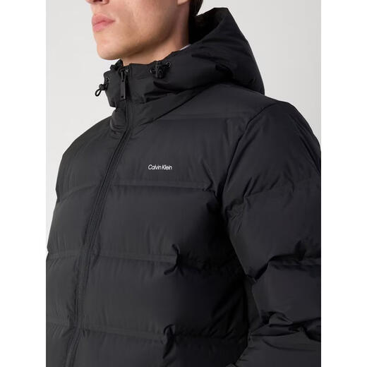 Calvin Klein Men's CK Cotton Jacket Warm and Windproof Black Velvet Winter Outdoor Jacket Casual 26 New Black One Size | L