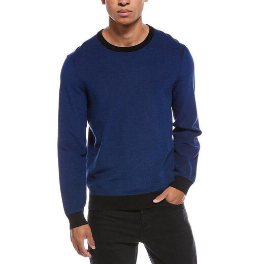THEORY men's sweatshirt warm and comfortable cotton dark blue daily commuting sweater simple black one size fits all |