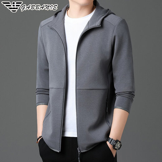 Armani (ARMANI) men's casual sports suit autumn and winter new thickened warm stand-up collar cardigan sweatshirt two-piece set GA/2320 black (hooded single-piece top) M 170/88A