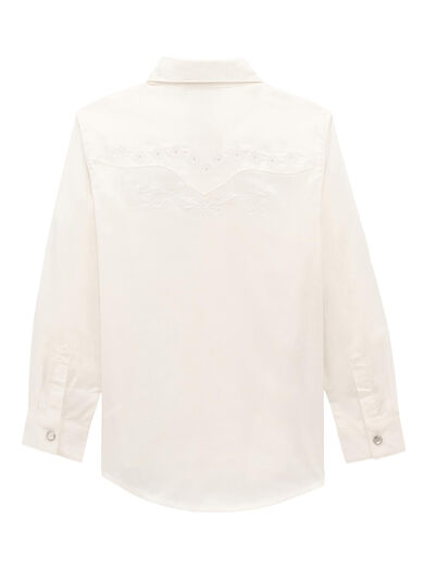 Wrangler Girls' Long Sleeve Western Button Down Shirt, White, L White L