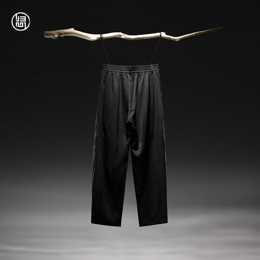 Guixin 2026 New Spring Men's Linen Blended Straight Loose Cool Wide-leg Pants Black M 170