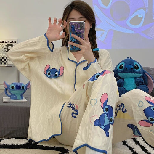 黎尚朵月子服夏季薄款产后s风网红新款睡衣春秋款开1衫薄款长袖长裤宽 9207叮当猫 M 建议80-1斤