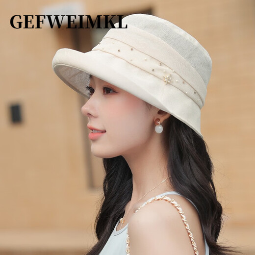 GEFWEIMKL Japanese Japanese paper fisherman hat women's summer sun hat women's outdoor breathable sun hat 2026 new sun hat women's off-white M (56-58cm)
