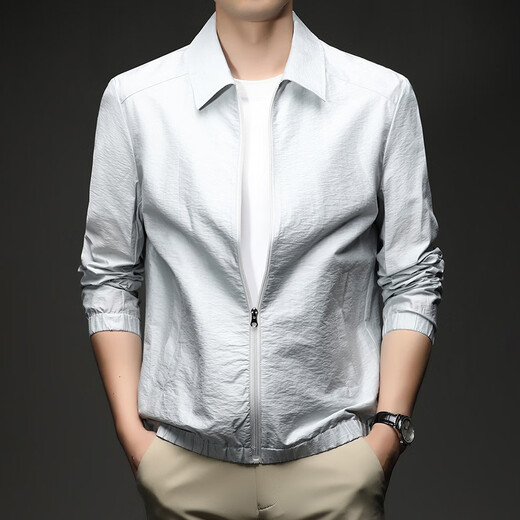 LILANZ Spring and Autumn Middle-aged Men's Jacket Thin Lapel Dad Clothes Versatile Casual Jacket Fashion Loose Thin Top Navy Blue M 48