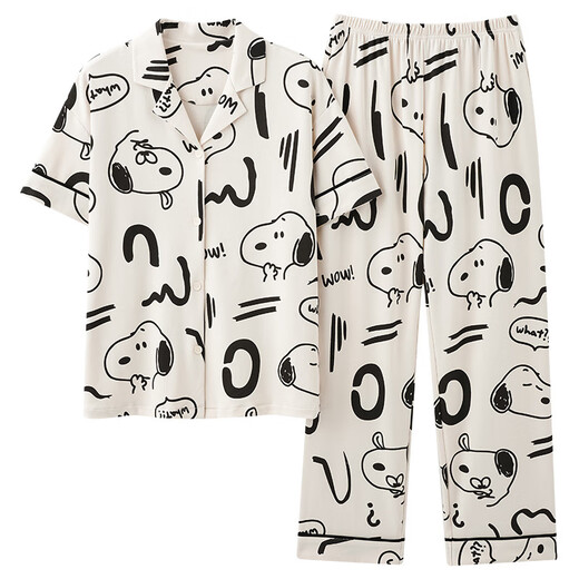 Modal 100% cotton pajamas for women in summer short-sleeved trousers pure cotton sweet and cute casual thin home clothing set AM693 women XL
