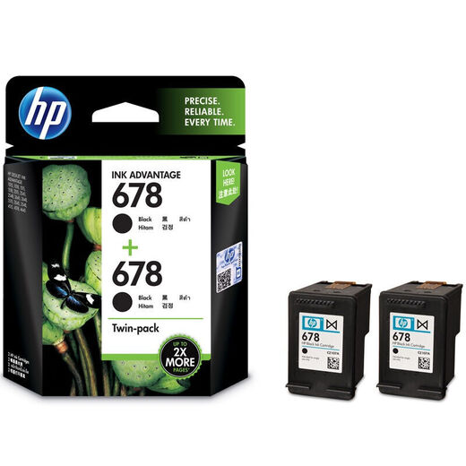 HP (HP) 678 Original Ink Patrone HP2515/1518/4648/3515/2648/3548/4518 Drucker 678 Schwarzer Tintenpatrische Dual -Stütze (480 Seiten + 480 Seiten)