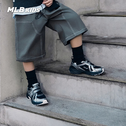 MLB Children's Official Breathable Street Trendy Sports Shoes for Boys and Girls TRACK RUNNER Focus Shoes 26 Spring and Summer New Style Black 29.5 Size