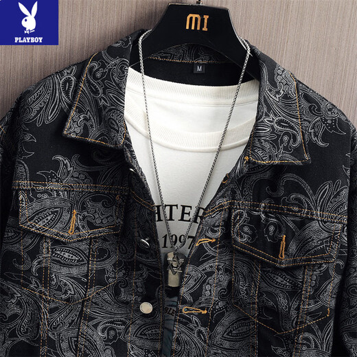 Playboy (PLAYBOY) Spring and Autumn Jackets Men's Trendy Korean Short Jackets Men's 2026 New Casual Loose Tops Popular NJK0043 Black M Recommended Weight 95-115Jin Jin is equal to 0.5 kg