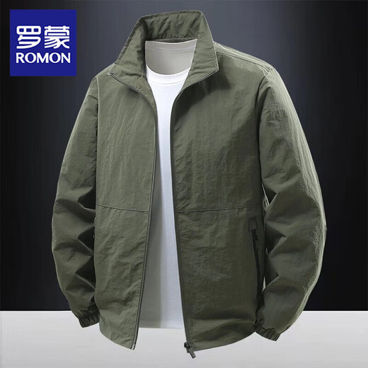 Luo Meng Spring Jacket Men's Trendy Brand Stand Collar Embroidered Letters Charge Top 2026 New Spring and Autumn Casual Clothes Dark Gray XL Recommended 120-135 Jin Jin equals 0.5 kg