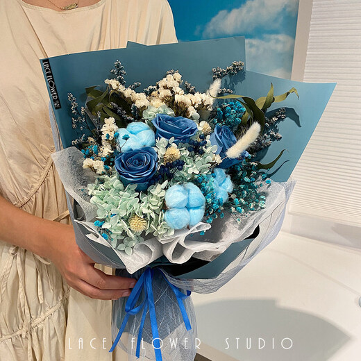 Korean pink rose everlasting flower dried flower bouquet for best friend’s birthday gift Mother’s Day gift box girlfriend Shanghai Purple rose everlasting flower large hand holding nearly 60cm high