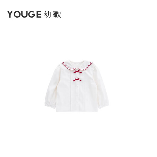 YOUGE spring new sweet bow navy collar shirt for infants and young children, loose and comfortable top