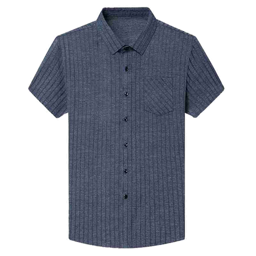 LILANZ mulberry silk real pocket shirt men's summer thin short-sleeved shirt middle-aged loose striped non-iron top 8200023 dark blue thin XL (175) 115 recommended 140-155 Jin Jin equals 0.5 kg