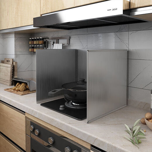 Xiongwochi stainless steel kitchen oil shield for cooking, anti-oil splash, thickened heat shield, range hood, high temperature resistant shield plate protective cover, height 30, depth 30, two fold in one