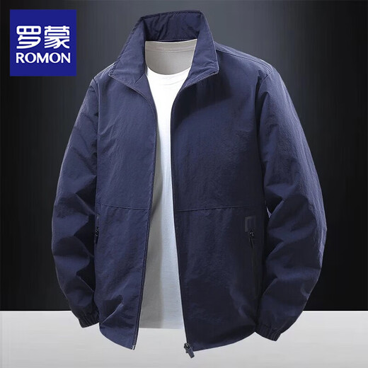 Luo Meng Spring Jacket Men's Trendy Brand Stand Collar Embroidered Letters Charge Top 2026 New Spring and Autumn Casual Clothes Dark Gray XL Recommended 120-135 Jin Jin equals 0.5 kg