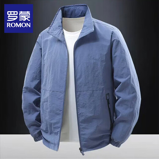 Luo Meng Spring Jacket Men's Trendy Brand Stand Collar Embroidered Letters Charge Top 2026 New Spring and Autumn Casual Clothes Dark Gray XL Recommended 120-135 Jin Jin equals 0.5 kg