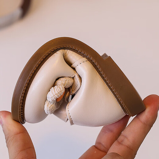 Girls Flower Princess Shoes 2025 Autumn New Korean Style Children's Soft Sole Shoes Anti-Slip Soft Sole Off-White 32 Inner Length 20cm