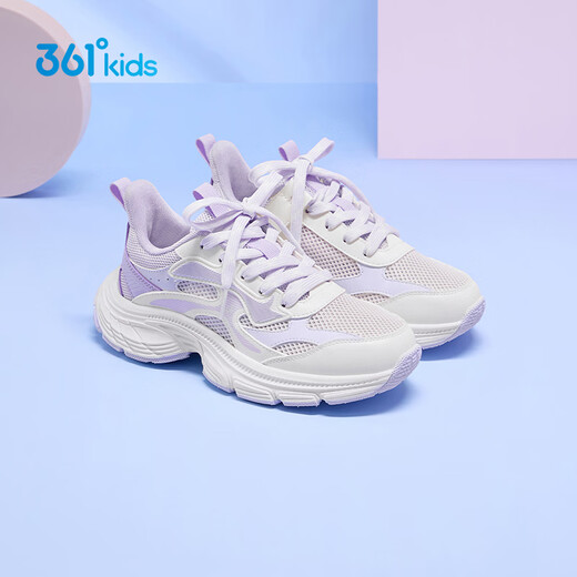 361 Children's Sports Shoes 2026 Summer Girls' Big Children's Flirty Breathable Sweet Cool Casual Dad Shoes Purple 35