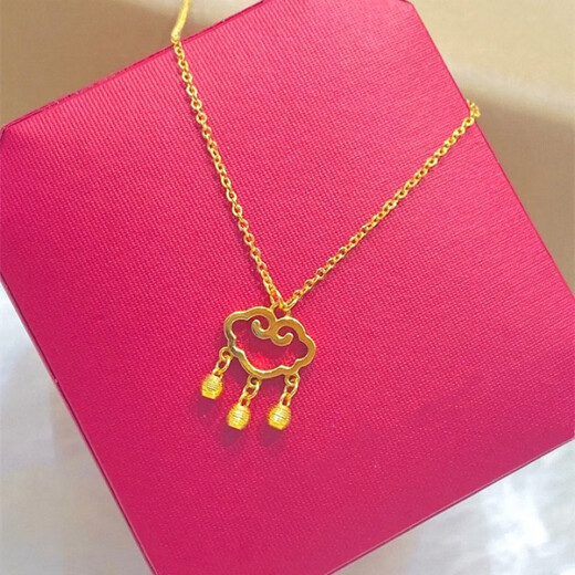 GOR Fat Donglai's same style Xiangyun pendant 18K gold lock necklace women's silver plated yellow l gold plated bell safety lock tassel Ruyi Xiangyun lock/necklace-XL-764