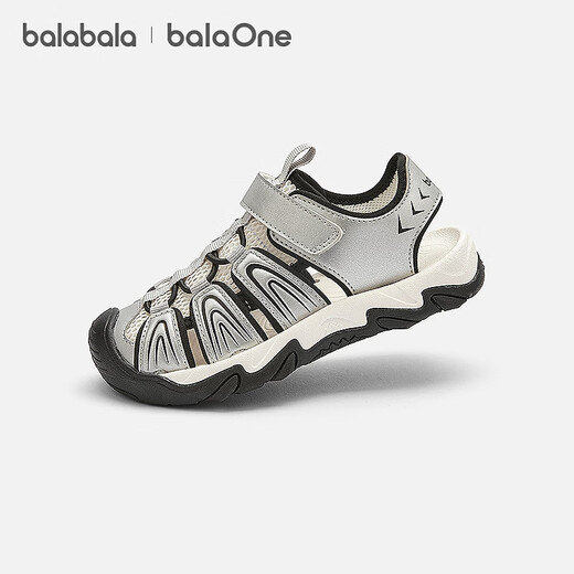 BalaOne children's shoes children's sandals boys' sports shoes 2026 Xia Xin outdoor toe-toe shoes smoke gray silver 20301 27 (foot length 16.3-16.7/inner length 17.6)