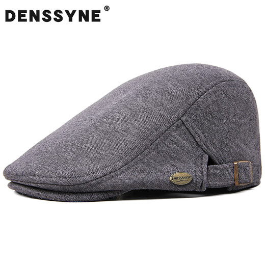 Denssyne beret men's four-season double-layer windproof cotton outdoor leisure all-match travel black forward hat middle-aged and elderly hat black one size adjustable (55-59cm)