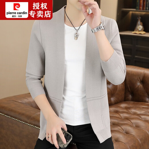 Pierre Cardin Strick -Strickjacke Herbstpullover Jacke 2025 Neue trendige vielseitige einfache lässige Herbstpullover Männer hellgrau l