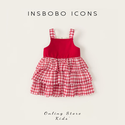 INSBOBO baby clothes summer new style 2026 baby girl triangle romper one-piece bodysuit summer dress red 73