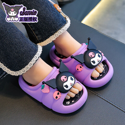 Benbenzig Sanrio summer children's sandals for boys and girls, non-slip soft bottom bathing parent-child Kuromi children's beach sandals, sky blue big-eared dog size 26/27 (shoe inner length 16CM, suitable for feet 15CM)