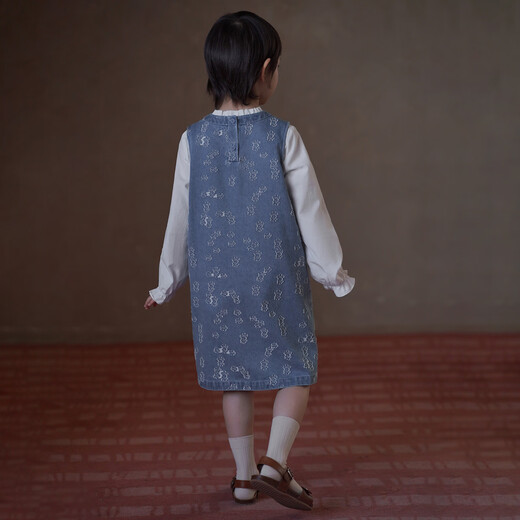 哈齿（hacikis）童装2026春秋儿童背心裙斜纹提花韩版牛仔裙女童无袖连衣裙女孩