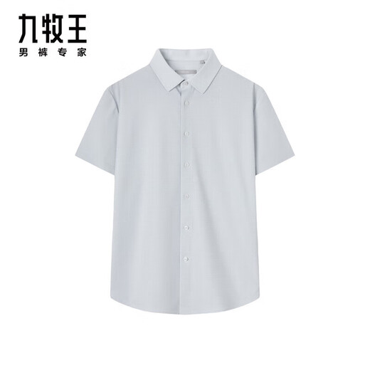 Jiumuwang shopping mall same style + mulberry silk men's short-sleeved shirt men's 2026 spring and summer new comfortable short-sleeved shirt men's slim version + gray green + JC2EV20617 45 (185/112B)