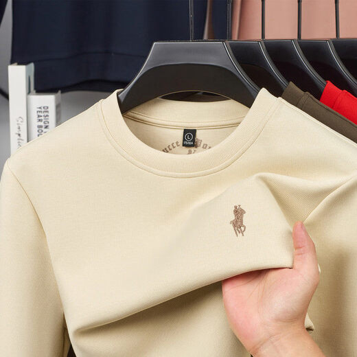 与狼共舞（DANCING WOLVES）高端刺绣圆领加厚卫衣男 杏色 L 50--110