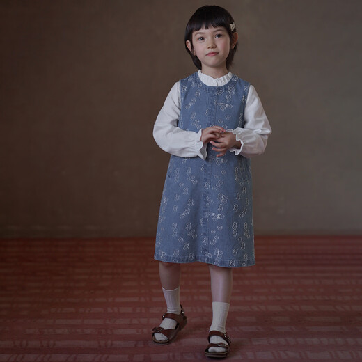 哈齿（hacikis）童装2026春秋儿童背心裙斜纹提花韩版牛仔裙女童无袖连衣裙女孩