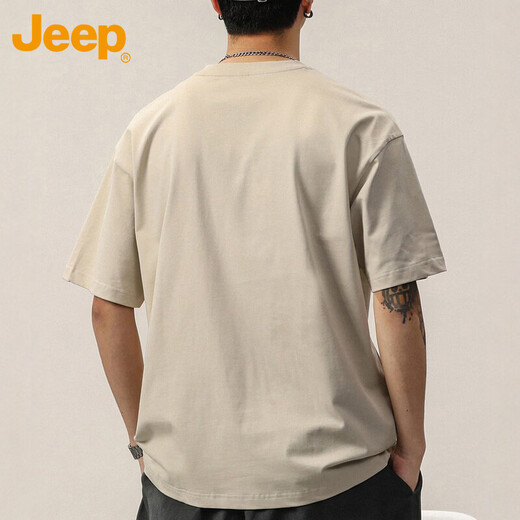 JEEP Jeep short-sleeved T-shirt men's summer thin casual loose top trendy men's clothing apricot M