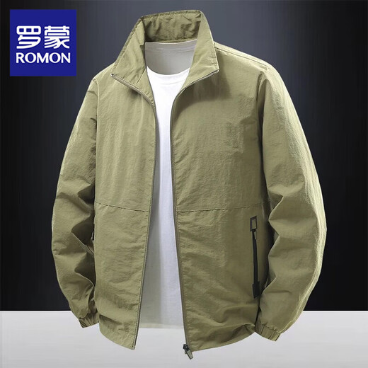 Luo Meng Spring Jacket Men's Trendy Brand Stand Collar Embroidered Letters Charge Top 2026 New Spring and Autumn Casual Clothes Dark Gray XL Recommended 120-135 Jin Jin equals 0.5 kg