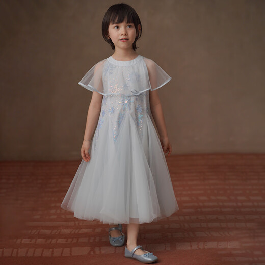 Hacikis children's clothing summer girls' vest dress sequined mid-length skirt with shawl Elsa princess dress baby mermaid skirt