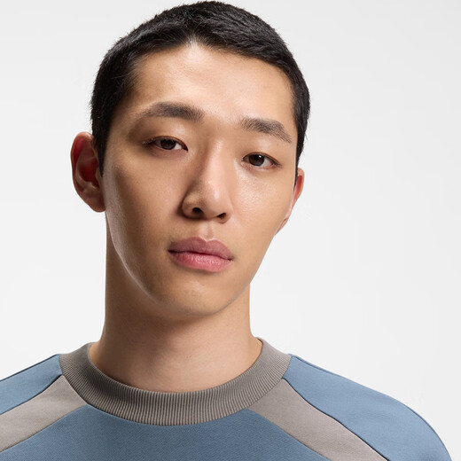 BOSS26 new men's pullover sweatshirt X RB cotton terry cloth sweatshirt bull pattern soft loose top gray blue XS