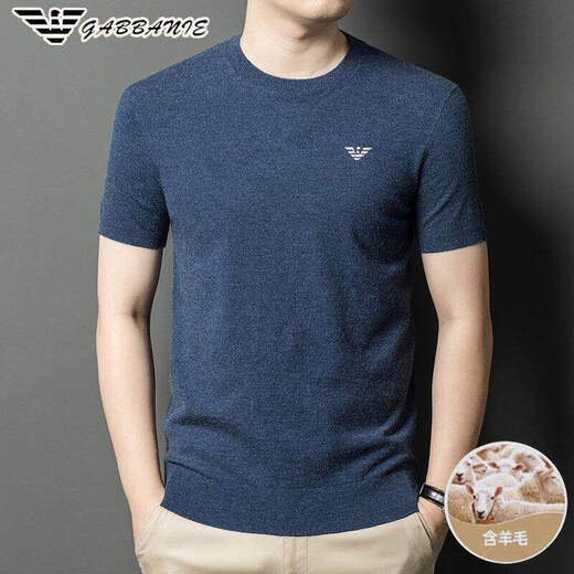 Armani (ARMANI) high-end short-sleeved cardigan men's thin sweater half-sleeved round neck solid color spring and autumn bottoming sweater AG/8829 medium gray M 165