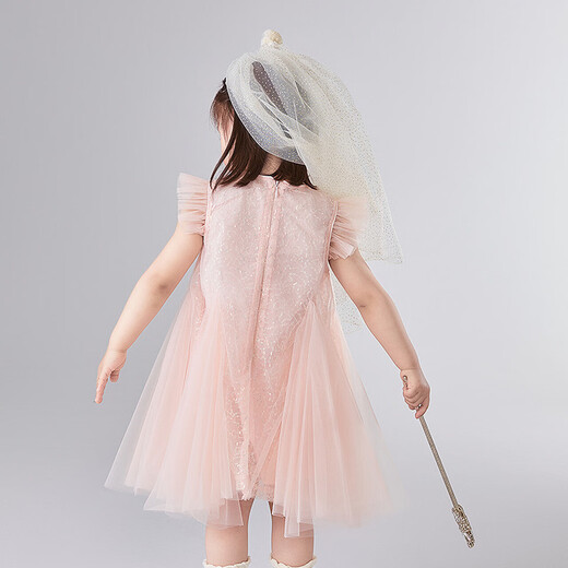 Disha Children's Clothing Girls Skirt 2026 Mid-summer Big Children Girls Children's Sequined Mesh Splicing Dress