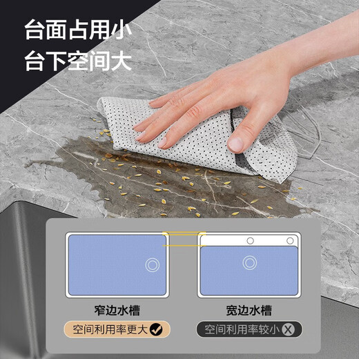 JOMOO Gray vegetable sink wash basin kitchen kitchen thickened 304 stainless steel sink nano oil-resistant and scratch-resistant single tank 40*45cm without faucet