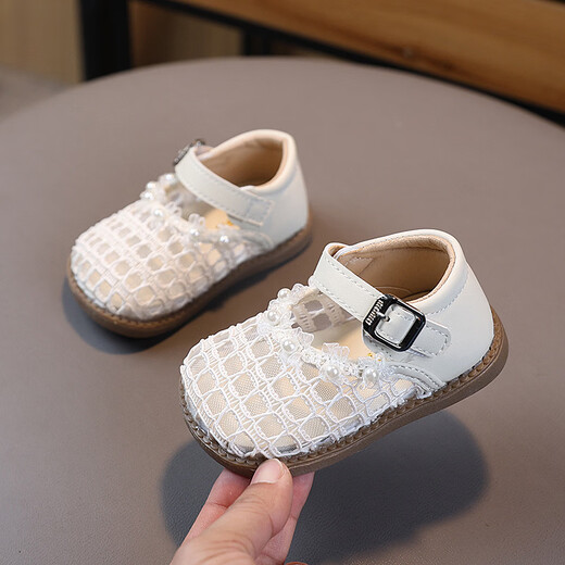 G.duck Little Yellow Duck Summer Korean Style Xiaoxiangfeng Breathable Mesh Baotou Toddler Sandals New Soft Bottom Princess Shoes Children Hollow Silver 16 Inner Length 12cm