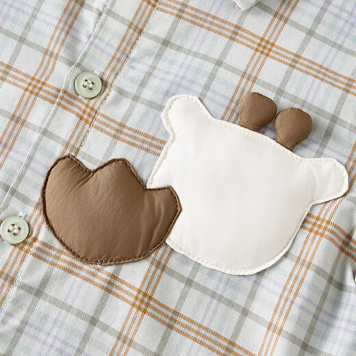 Tongtai (TONGTAI) baby boy shirt spring and autumn pure cotton children's lapel top boy casual outing cute plaid shirt green 110