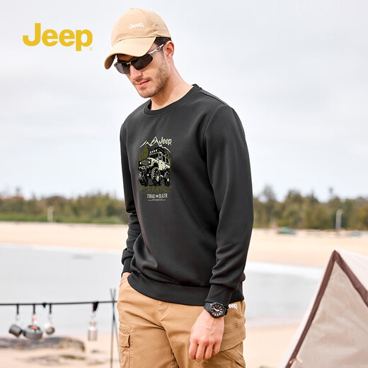 JEEP Jeep round neck sweatshirt men's heavy loose spring casual high-end youth trendy sweatshirt