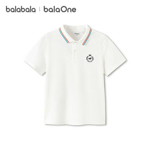 Balabala children's clothing boys' short-sleeved T-shirt children's 2026 summer new POLO shirt cool quick-drying top trendy white 10101 165