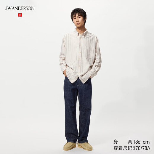 UNIQLO cooperation men's and women's straight jeans/washed products denim denim 482860 479816 479816/68 dark blue 28 /160/70A