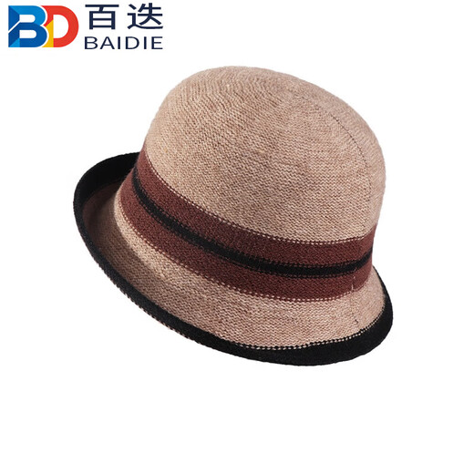 Baidu curled edge fisherman's hat for women British style autumn and winter French color matching elegant top hat warm basin hat black one size