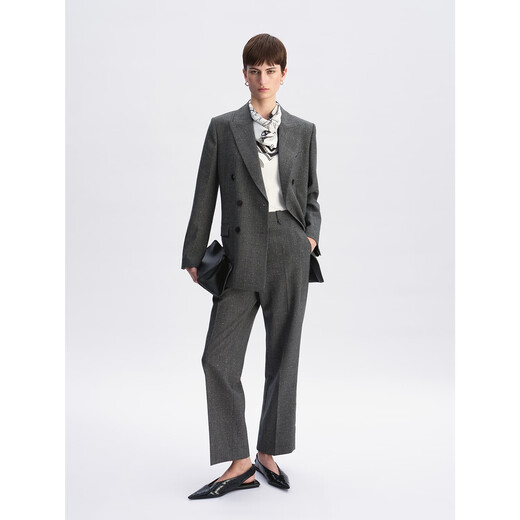 MARIUS Queen Street plaid version Japanese NIKKE wool knotted yarn plaid six-button suit/nine-point pants gray and white plaid suit L