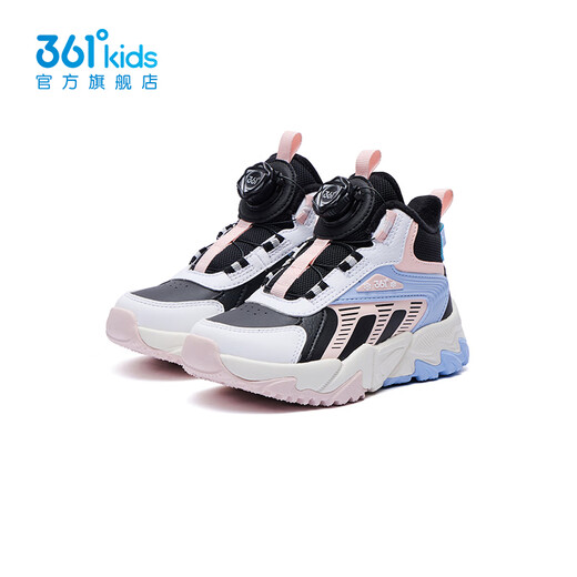 361 Children's shoes for boys and girls, thickened velvet and warm cotton shoes, winter new children's casual sports versatile cotton shoes, carbon black/dark pink/phantom blue 32