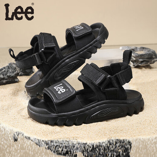 Lee children's shoes summer children's sandals girls black hollow sports beach shoes boys big black 28 recommended foot length 172.5mm