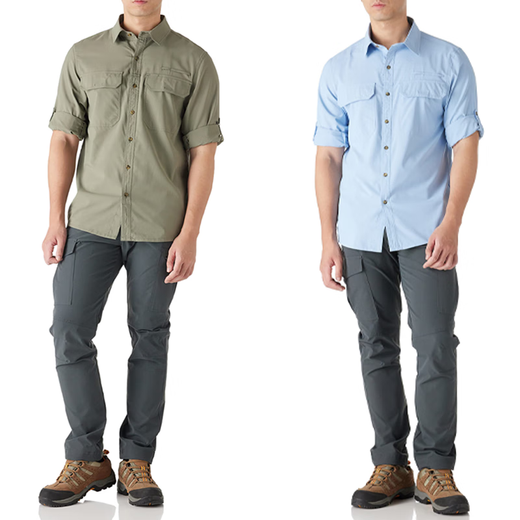 33000 ft Nordic outdoor quick-drying shirt for men, lightweight, highly breathable, waterproof, loose, large size, summer long-sleeved fishing shirt 031, light khaki M European size (suitable for 160-180 Jin Jin equals 0.5 kg)