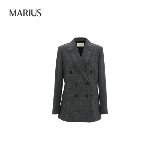 MARIUS Queen Street plaid version Japanese NIKKE wool knotted yarn plaid six-button suit/nine-point pants gray and white plaid suit L