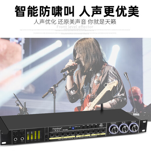 Depusheng REV3800 front-end effector one-click anti-howling KTV stage home double reverberation audio processing analog equalization karaoke smart REV3800 front-end effector